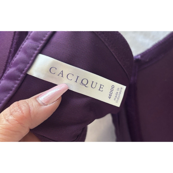 Cacique Purple Lace Balconette Bra 46DDD Full Coverage Underwire - Picture 6 of 7